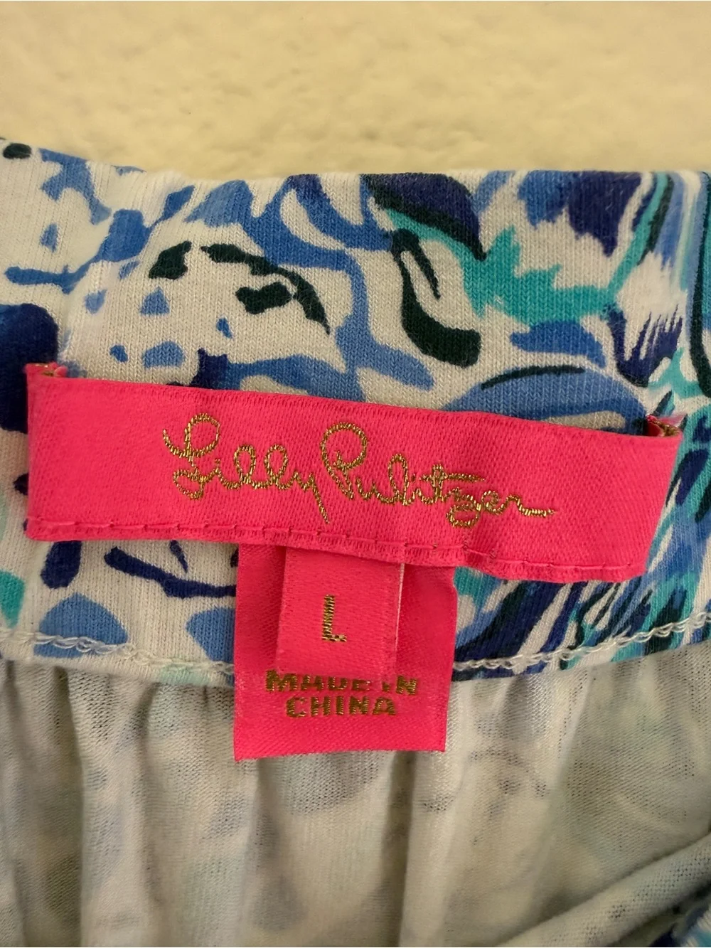 Lilly Pulitzer Blue Aqua Medallion Tiered Stretch Skirt Size L